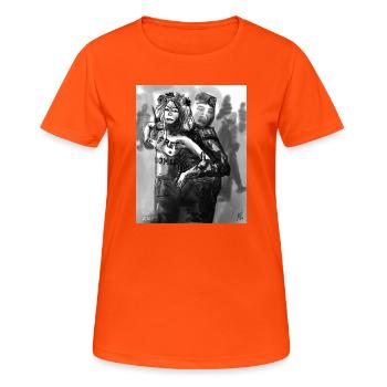 La liberté menacée - T-shirt respirant Femme - orange néon - Devant - AI Model Female 172 dark (172cm)