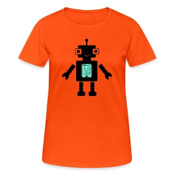Robot Comic - Women's Breathable T-Shirt - neon orange - Front - AI Model Female 172 dark (172cm)