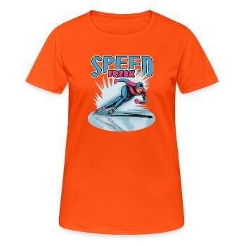 Speed Freak: Speed skater - Women's Breathable T-Shirt - neon orange - Front - AI Model Female 172 dark (172cm)