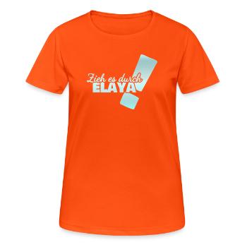 Durchhalten Elaya - Frauen T-Shirt atmungsaktiv - Neonorange - Vorne - AI Model Female 172 dark (172cm)