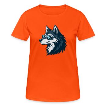Stylish Wolf Sonnenbrille - Frauen T-Shirt atmungsaktiv - Neonorange - Vorne - AI Model Female 172 dark (172cm)