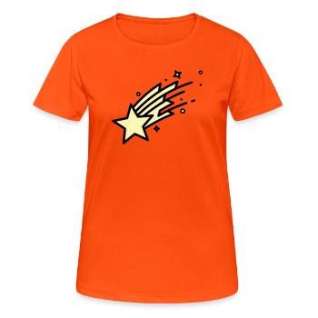  Sternschnuppe Komet Comic - Frauen T-Shirt atmungsaktiv - Neonorange - Vorne - AI Model Female 172 dark (172cm)
