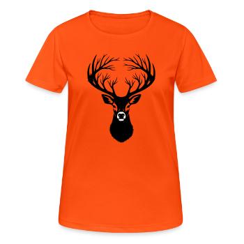 Hirschkopf Geweih Silhouette - Frauen T-Shirt atmungsaktiv - Neonorange - Vorne - AI Model Female 172 dark (172cm)