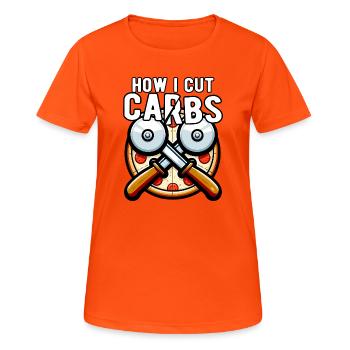 Wie ich Kohlenhydrate reduziert Pizza Lustig - Frauen T-Shirt atmungsaktiv - Neonorange - Vorne - AI Model Female 172 dark (172cm)