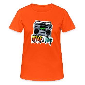 Boombox Graffiti HipHop ist tot - Frauen T-Shirt atmungsaktiv - Neonorange - Vorne - AI Model Female 172 dark (172cm)