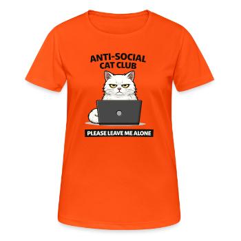 Antisozialer Katzenclub: Lass mich in Ruhe - Frauen T-Shirt atmungsaktiv - Neonorange - Vorne - AI Model Female 172 dark (172cm)