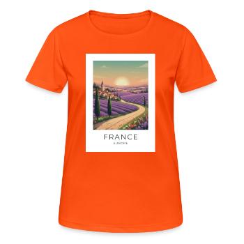 Lavendelfeld Provence France - Frauen T-Shirt atmungsaktiv - Neonorange - Vorne - AI Model Female 172 dark (172cm)
