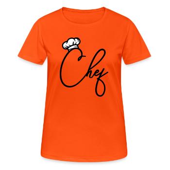 Chef Chef - T-shirt respirant Femme - orange néon - Devant - AI Model Female 172 dark (172cm)