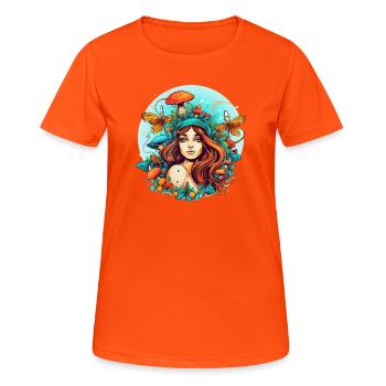 Pilz - Frauen T-Shirt atmungsaktiv - Neonorange - Vorne - AI Model Female 172 dark (172cm)