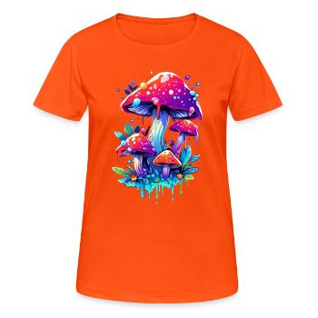 Pilz - Frauen T-Shirt atmungsaktiv - Neonorange - Vorne - AI Model Female 172 dark (172cm)