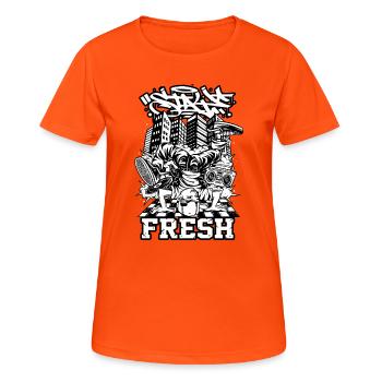 Breakdance  | B-Boy | Hip Hop - Frauen T-Shirt atmungsaktiv - Neonorange - Vorne - AI Model Female 172 dark (172cm)