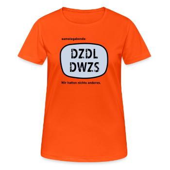 Fernsehunterhaltung meiner Jugend - Frauen T-Shirt atmungsaktiv - Neonorange - Vorne - AI Model Female 172 dark (172cm)