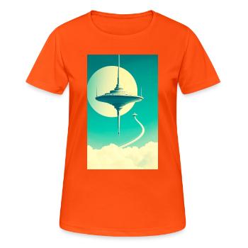 Städte beginnen über den Wolken zu schweben - Frauen T-Shirt atmungsaktiv - Neonorange - Vorne - AI Model Female 172 dark (172cm)