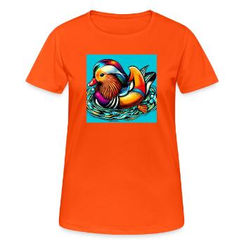 Canard mandarin - T-shirt respirant Femme - orange néon - Devant - AI Model Female 172 dark (172cm)