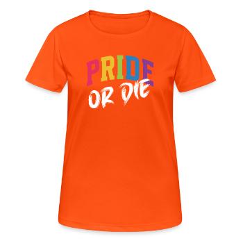 Mois de la Fierté LGBT - Fierté ou Mort - T-shirt respirant Femme - orange néon - Devant - AI Model Female 172 dark (172cm)