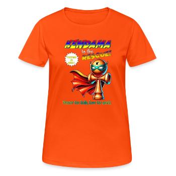 Kendama Hero : Sauver le monde - T-shirt respirant Femme - orange néon - Devant - AI Model Female 172 dark (172cm)