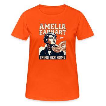 Amelia Earhart – Bring Her Home - Women's Breathable T-Shirt - neon orange - Front - AI Model Female 172 dark (172cm)