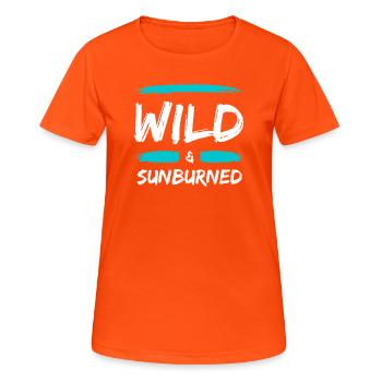 Wild & Sunburned Brush Text - Women's Breathable T-Shirt - neon orange - Front - AI Model Female 172 dark (172cm)