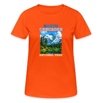 North Cascades National Park Panorama - Women's Breathable T-Shirt - neon orange - Front - AI Model Female 172 dark (172cm)