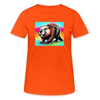 Bieber - Frauen T-Shirt atmungsaktiv - Neonorange - Vorne - AI Model Female 172 dark (172cm)