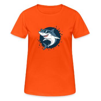 Shark Stylish Sonnenbrille - Frauen T-Shirt atmungsaktiv - Neonorange - Vorne - AI Model Female 172 dark (172cm)