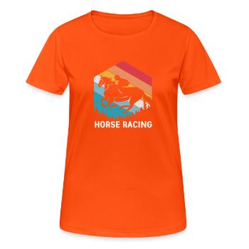 Courses de chevaux - T-shirt respirant Femme - orange néon - Devant - AI Model Female 172 dark (172cm)