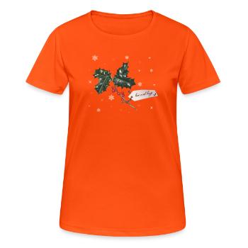 Dressez du houx de Noël avec des baies rouges - T-shirt respirant Femme - orange néon - Devant - AI Model Female 172 dark (172cm)