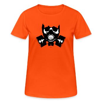 Gasmaske Skullsilhouette - Frauen T-Shirt atmungsaktiv - Neonorange - Vorne - AI Model Female 172 dark (172cm)