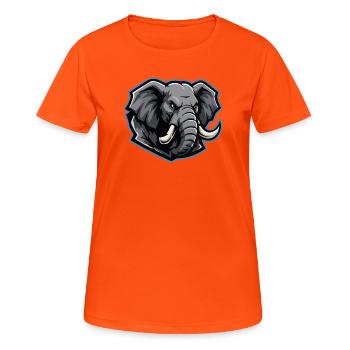Elefantenkopf Maskottchen-Logo - Frauen T-Shirt atmungsaktiv - Neonorange - Vorne - AI Model Female 172 dark (172cm)