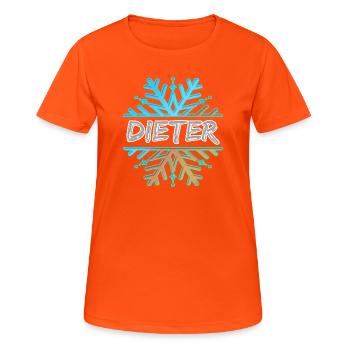 Vorname Dieter - Frauen T-Shirt atmungsaktiv - Neonorange - Vorne - AI Model Female 172 dark (172cm)