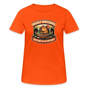 Kapuentspannt im Hot Tub - Frauen T-Shirt atmungsaktiv - Neonorange - Vorne - AI Model Female 172 dark (172cm)