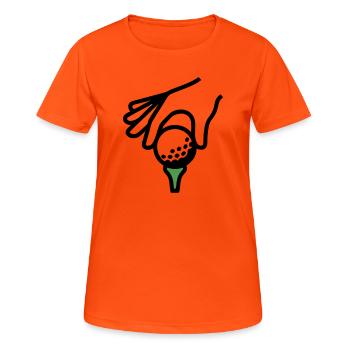 Golfball Abschlag Tee Golfsport Golfclub Golfer - Frauen T-Shirt atmungsaktiv - Neonorange - Vorne - AI Model Female 172 dark (172cm)