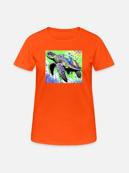 turtle - Women's Breathable T-Shirt - neon orange