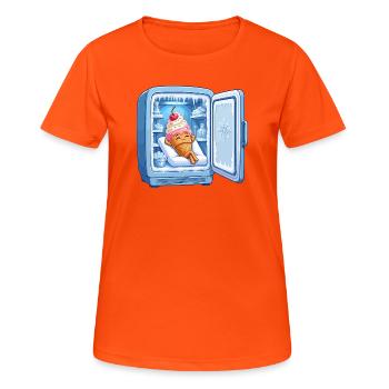Kühlschrank Eiscreme Kuschelheld - Frauen T-Shirt atmungsaktiv - Neonorange - Vorne - AI Model Female 172 dark (172cm)