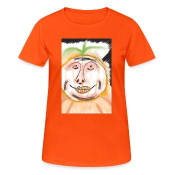 Kürbisgesicht Skizzenstil Herbst - Frauen T-Shirt atmungsaktiv - Neonorange - Vorne - AI Model Female 172 dark (172cm)