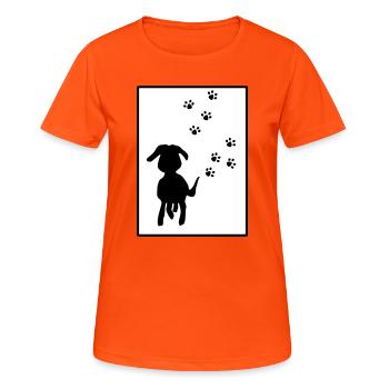 Paw Tracks: Dog Silhouette - Women's Breathable T-Shirt - neon orange - Front - AI Model Female 172 dark (172cm)