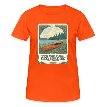 Trouver le flux chaque jour : affiche kayak - T-shirt respirant Femme - orange néon - Devant - AI Model Female 172 dark (172cm)