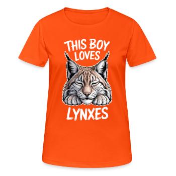 Lynx Dictions Lynx Boys Drôle de Lynx Cadeau de lynx - T-shirt respirant Femme - orange néon - Devant - AI Model Female 172 dark (172cm)