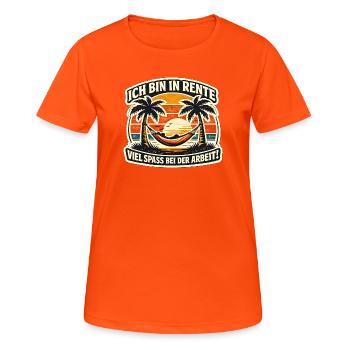 Rentner am Strand: Humor im Job - Frauen T-Shirt atmungsaktiv - Neonorange - Vorne - AI Model Female 172 dark (172cm)