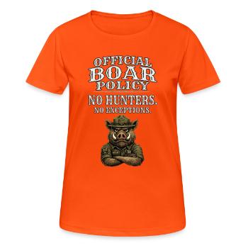 Wildschweinsicherheit – Nur autorisierte Wildschweine - Frauen T-Shirt atmungsaktiv - Neonorange - Vorne - AI Model Female 172 dark (172cm)