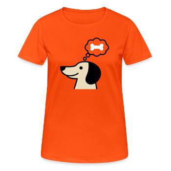 Promenade de maman chien-teckel dans une bulle de dialogue - T-shirt respirant Femme - orange néon - Devant - AI Model Female 172 dark (172cm)
