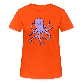 Lila Oktopus Charm - Frauen T-Shirt atmungsaktiv - Neonorange - Vorne - AI Model Female 172 dark (172cm)