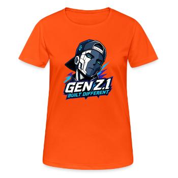 GenZ.1 Built Different - Women's Breathable T-Shirt - neon orange - Front - AI Model Female 172 dark (172cm)
