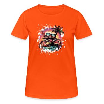 Krebs Krabbe Sommer Urlaub - Frauen T-Shirt atmungsaktiv - Neonorange - Vorne - AI Model Female 172 dark (172cm)