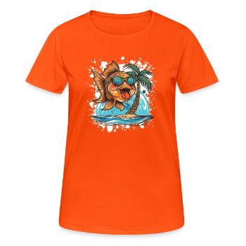 Goldfisch Sommer Comic - Frauen T-Shirt atmungsaktiv - Neonorange - Vorne - AI Model Female 172 dark (172cm)