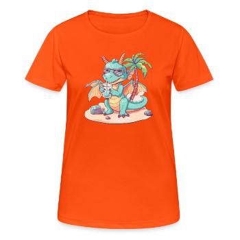 Vacances d’été du Dragon - T-shirt respirant Femme - orange néon - Devant - AI Model Female 172 dark (172cm)