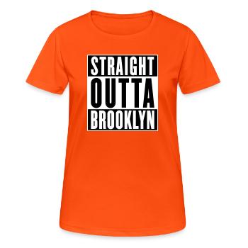 Straight outta Brooklyn (changeable colors) - Frauen T-Shirt atmungsaktiv - Neonorange - Vorne - AI Model Female 172 dark (172cm)