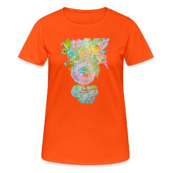 Flower vase - Women's Breathable T-Shirt - neon orange - Front - AI Model Female 172 dark (172cm)
