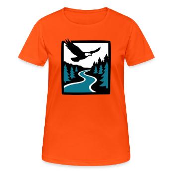 Graphique de la forêt de la rivière Eagle - T-shirt respirant Femme - orange néon - Devant - AI Model Female 172 dark (172cm)