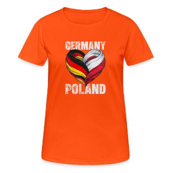 Cœur de l’Allemagne et de la Pologne - T-shirt respirant Femme - orange néon - Devant - AI Model Female 172 dark (172cm)